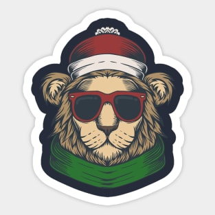 Lion Head Christmas Sticker